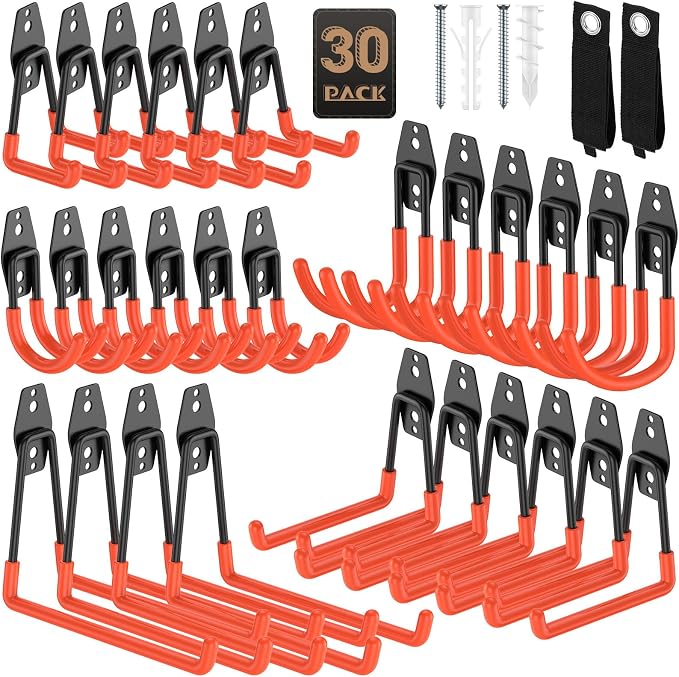 30 Pack Garage Hooks, Heavy Duty Steel Wall Mount Utility Hangers by YouthZeal