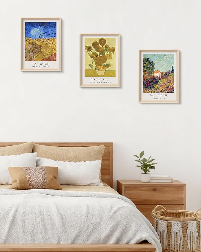 HesenDot Van Gogh Framed Wall Art Set of 3, 12x16 Inch Canvas Prints, Wheatfield - Image 7