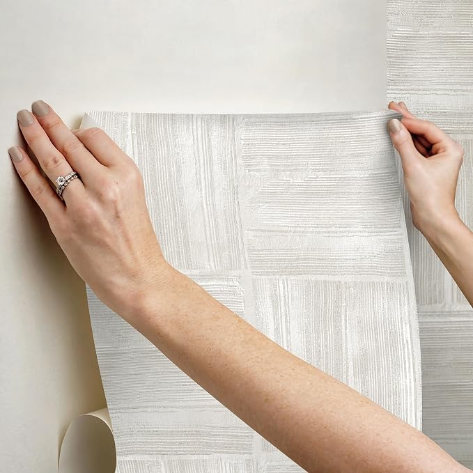 RoomMates Beige Dimensional Square Plaster Peel and Stick Wallpaper, RMK12680PLW - Image 7