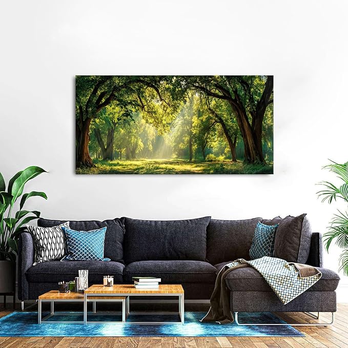 Green Forest Wall Art Panoramic Woodland Landscape Canvas Pictures Nature Wall - Image 6