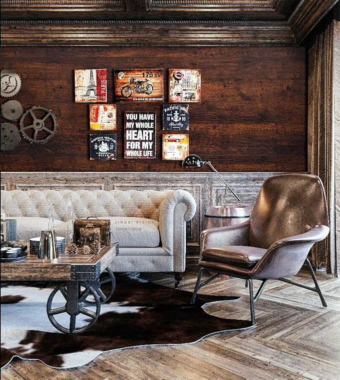 Dimoon 118"x17.7"Peel and Stick Wood Wallpaper Red Brown Wood Paper Red Dark - Image 3
