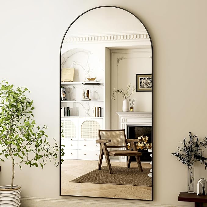 HARRITPURE 76"x34" Arched Full Length Mirror Free Standing Hanging Mounted - Image 2