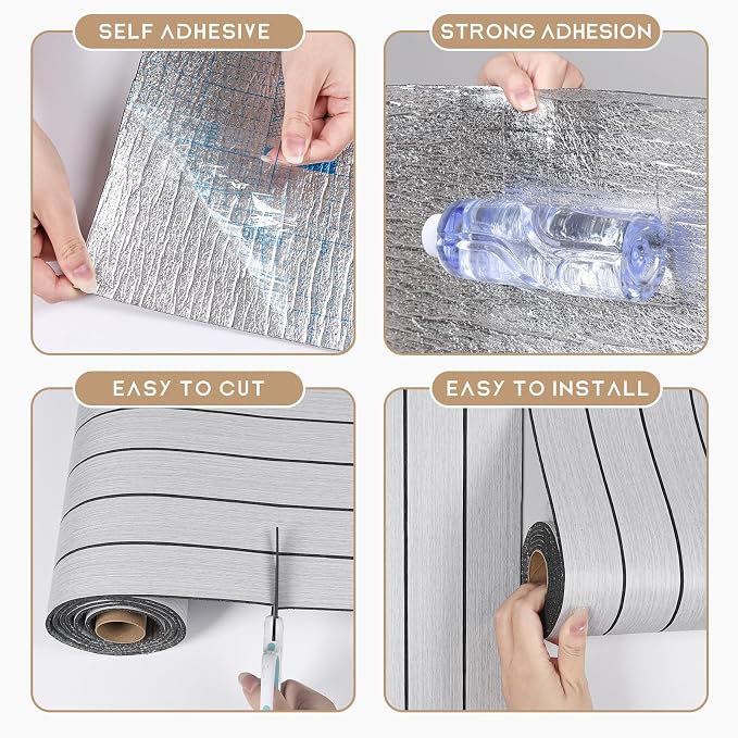 VEELIKE Light Grey Wood Slat Wall Panel Peel and Stick Wood Wall Panels - Image 8