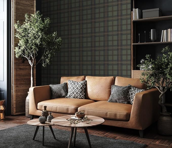 NextWall Harry & Grace Herringbone Plaid Premium Matte Non-Woven Peel and Stick - Image 4