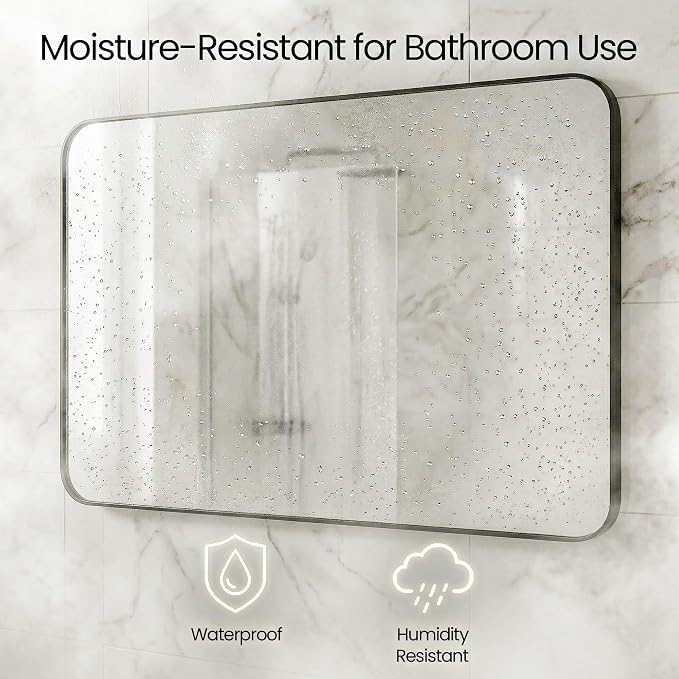 30x48 Inch Oversized Matte Black Bathroom Vanity Mirrors | Flush Mount Deep Set - Image 4