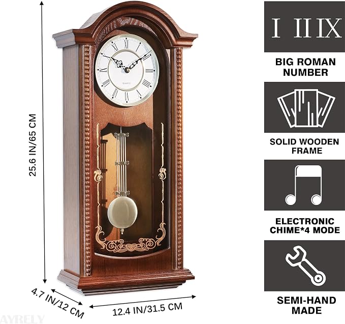 AYRELY® 26IN Grandfather Vintage Wall Clock - Image 4