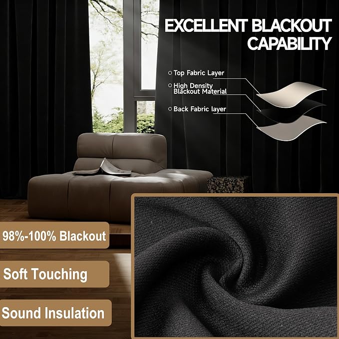 Room Divider Ceiling Curtains W/Flexible Track Sets, inch Extra Long Blackout - Image 3