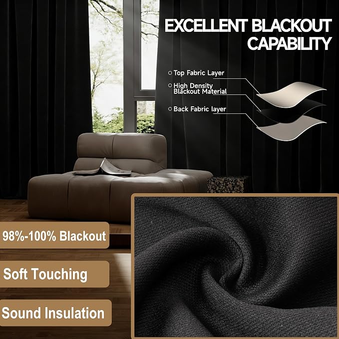 Room Divider Ceiling Curtains W/Flexible Track Sets, inch Extra Long Blackout - Image 3