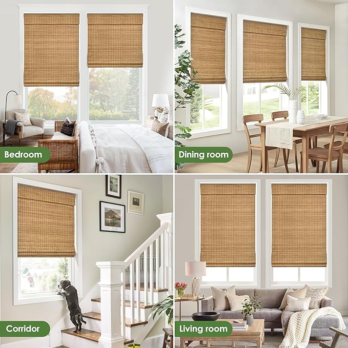 LazBlinds Cordless Bamboo Roman Shades, Privacy Blinds - Image 5