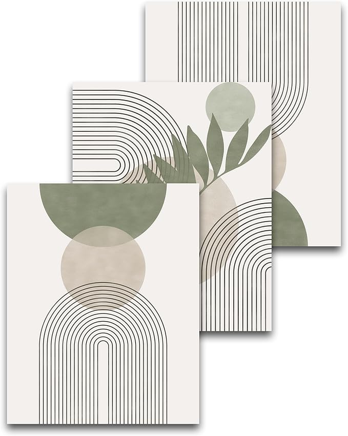 HesenDot Unframed Boho Sage Green Canvas Prints, 12x16in Botanical Line Wall Art by HesenDot