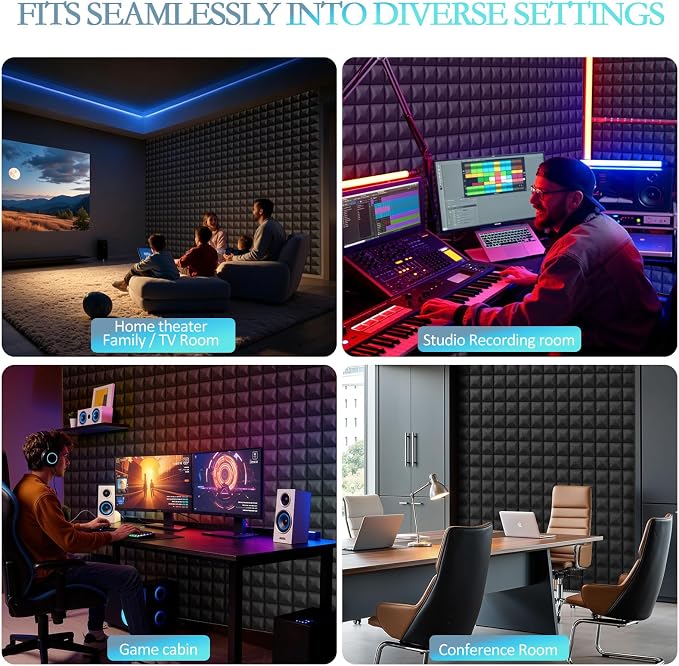 JBER 24 Pack 2" X 12" X 12" Acoustic Foam Panels, Soundproofing Wall Studio - Image 7