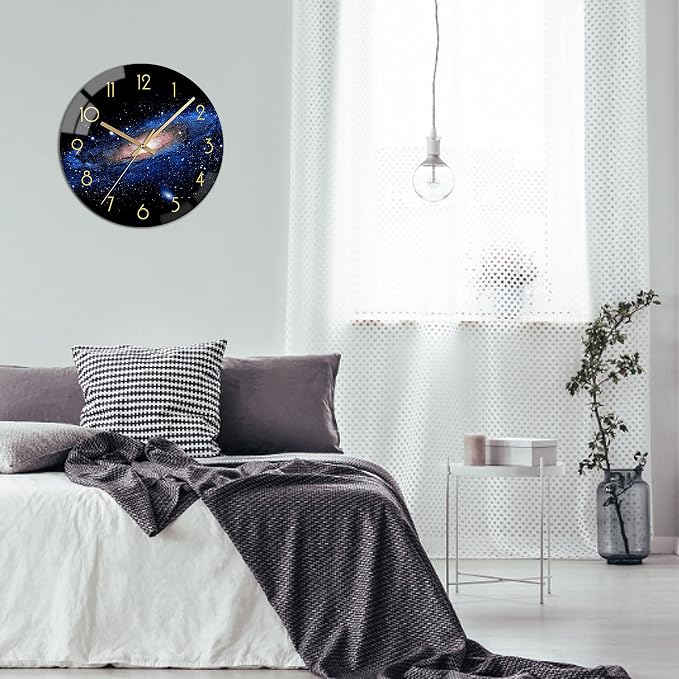 VIKMARI Black Wall Clock 12 Inch Round Silent Non-Ticking Quartz Battery - Image 7