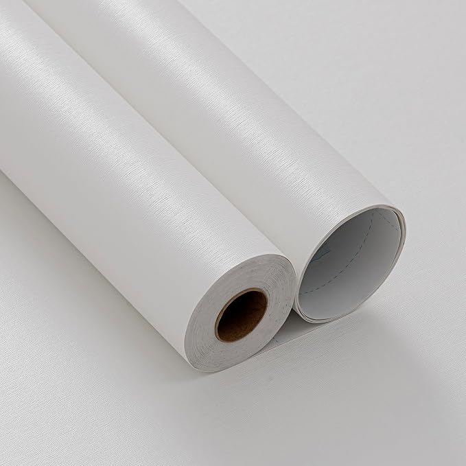 Grasscloth White Peel and Stick Wallpaper 20.8"x394" Thick Slight Embossed - Image 8