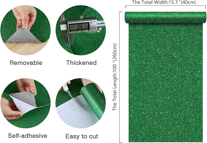 CHIHUT Sparkly Glitter Wallpaper Stick and Peel - Image 2