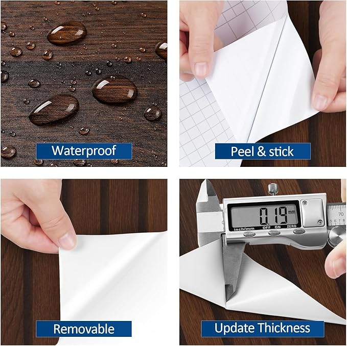FunStick 24"x200" Slats Wood Wallpaper Peel and Stick Wall Paper Brown Walnut - Image 4