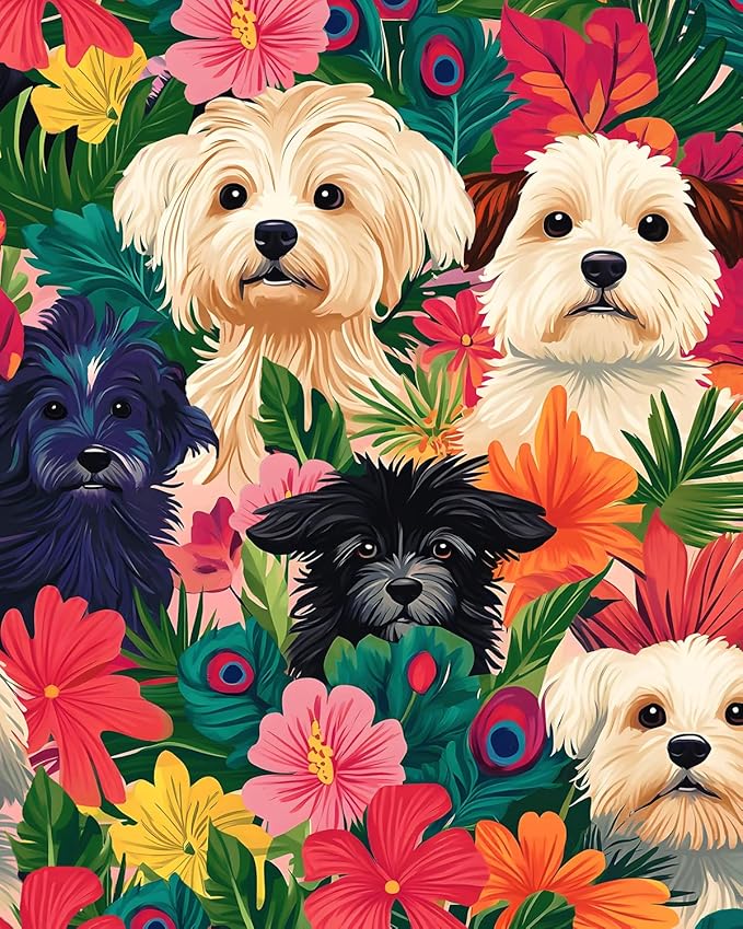 BOKEBEVE Colorful Wallpaper Peel and Stick Dogs Contact Paper Vibrant Bright by BOKEBEVE