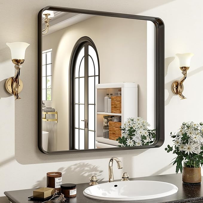 30"x 30" Black Bathroom Mirror by EASLY
