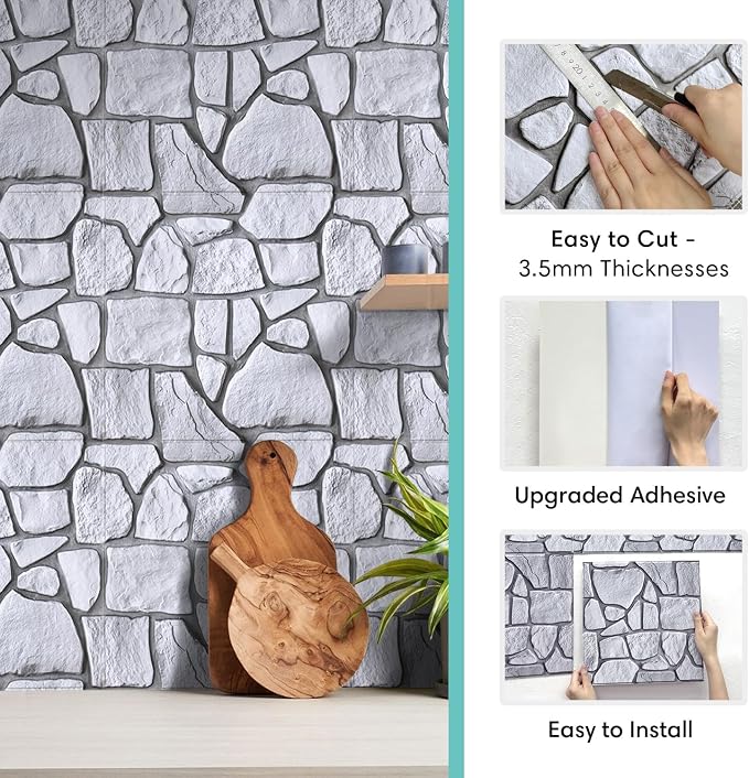 Commomy Peel and Stick Rock Wall Tiles - Image 5