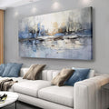 VHMING Abstract Wall Art Wall Decor Blue and Gray White Modern Canvas Wall by VHMING