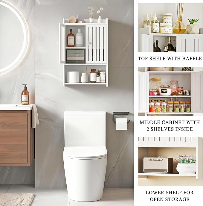 HAYOFAMY Wall Bathroom Storage Cabinet, 4-Tier Medicine Cabinet - Image 7