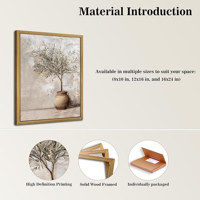 Vintage Olive Tree Canvas Wall Art, Farmhouse Aesthetic Oil Painting, Rustic - Image 3