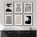 Framed Black and White Abstract Wall Art, 6 Pieces Modern Prints Paintings by Cuspin