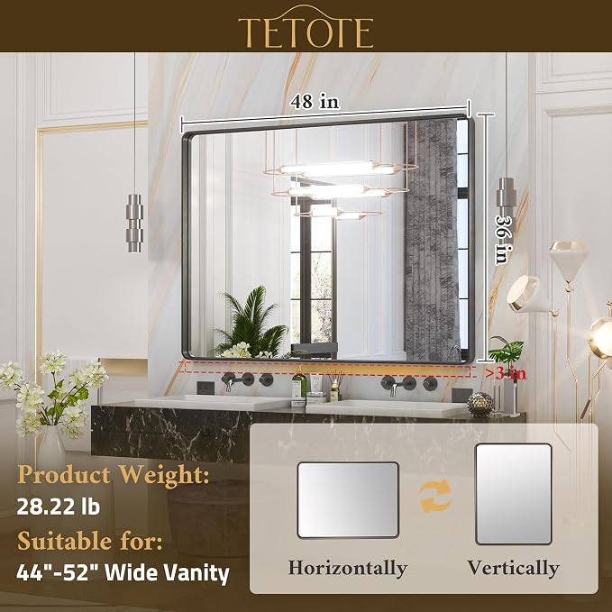 TETOTE 48 x 36 Inch Silver Mirrors - Image 6