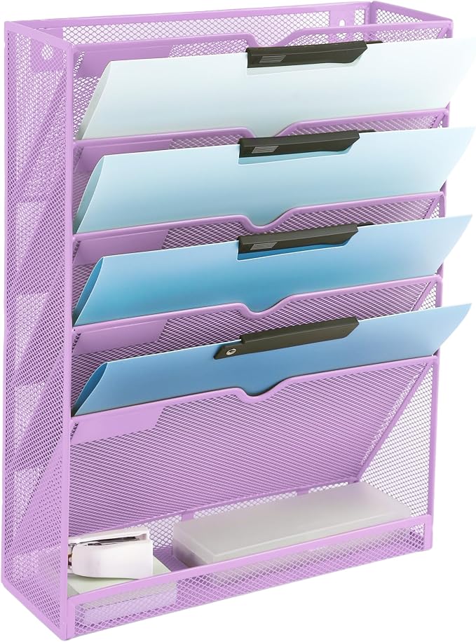 EASEPRES 6 Tier Mesh Hanging Wall File Organizer, Desk Vertical Mail Paper by EASEPRES