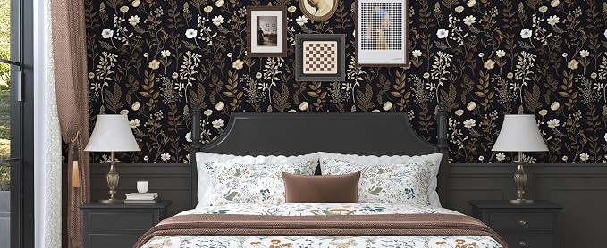 Vintage Adhesive Shelf Liner Contact Paper, 17.5" x 78" Black Floral Theme - Image 7