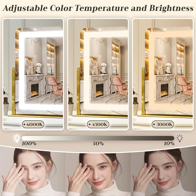 ROLOVE Gold Vanity Mirror with Lights - Image 4