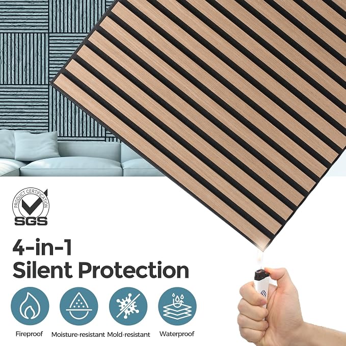 AKUMAX 4 Pack Wood Panels- 4x24x24Inches 3D Wall Panels Wood Wall, Decorative - Image 4