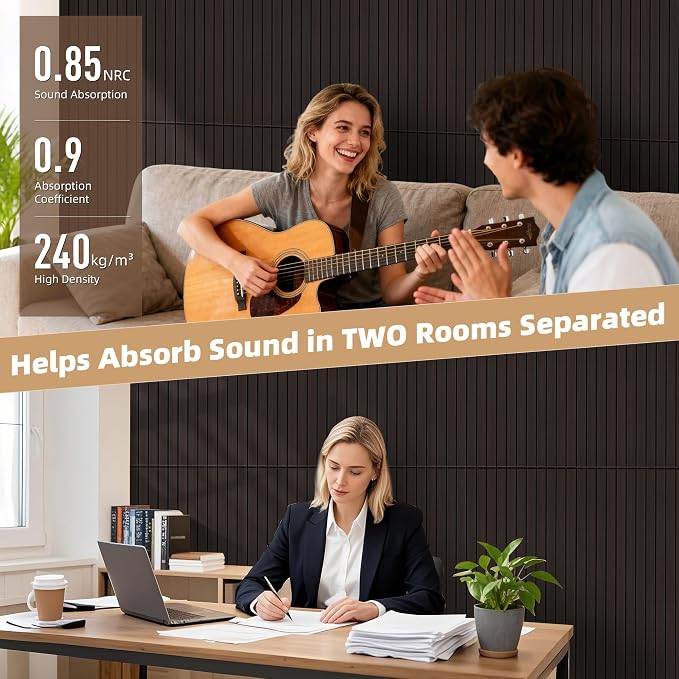TO-TH Wood-Look Sound Panels, 4 Pack 47.2” x 23.6” Soundproof Wall Panels - Image 4