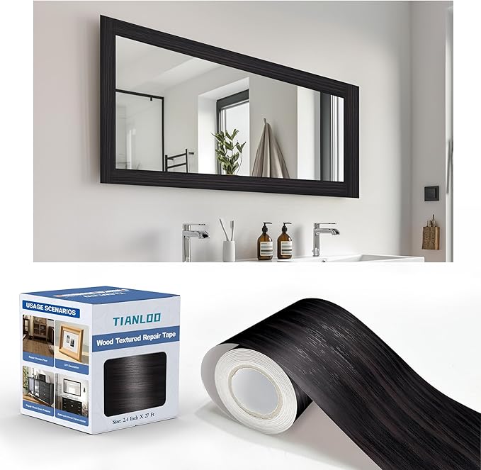 TIANLDD 27 FT Wood Grain Wallpaper Border, Removable Waterproof Mirror Border by TIANLDD