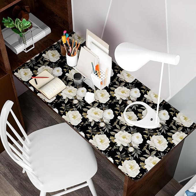 Laatse Dark Floral Wallpaper Peel and Stick Boho Wallpaper 17.5in x393in White - Image 4