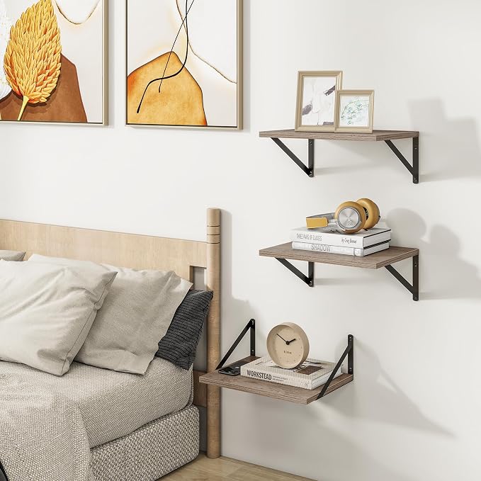 Heimlove Deep Floating Shelves for Wall, 12 Inch Deep Floating Shelves Set of 3 - Image 2
