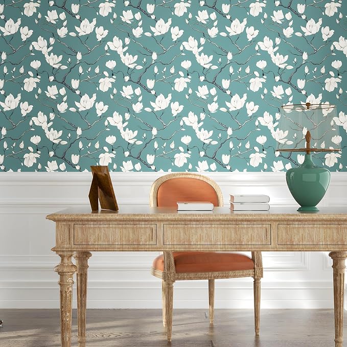 Laatse Vintage Floral Wallpaper Peel and Stick Blue Floral Contact Paper - Image 8