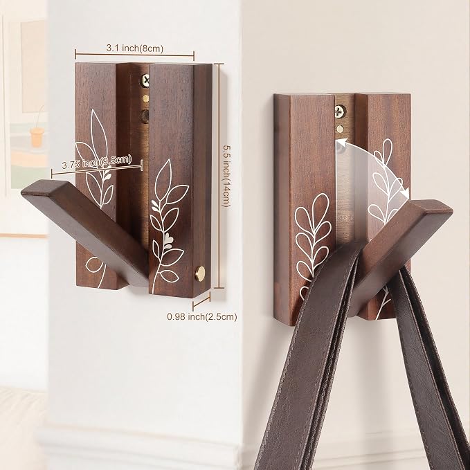 Rustic Folding Wall Hooks: Decorative Wooden Coat Hooks 2Pack Mounted - Image 3