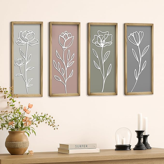 Product Elevations 3D Bathroom Art Set of 4 – Wooden Framed Wall Art by ProductElevations