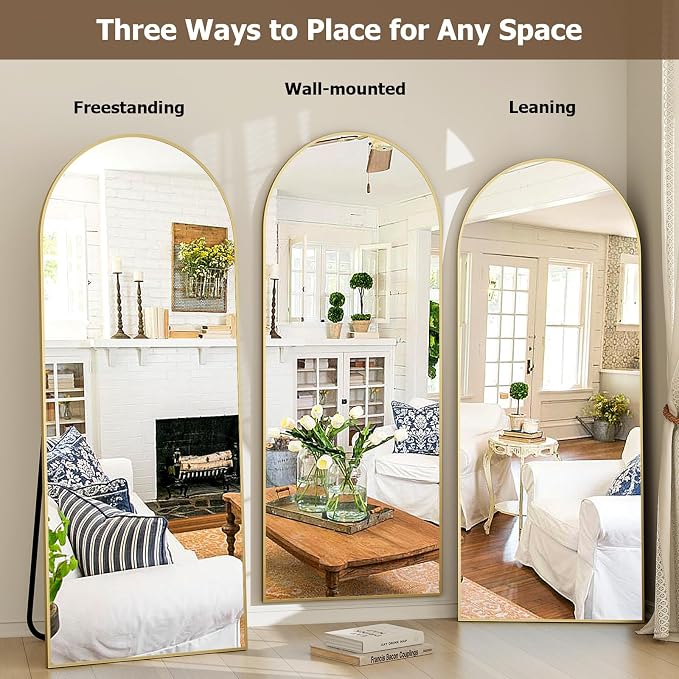GLSLAND-21x64 inch Full Length Mirror-Aluminum Alloy Frame-Arch Mirror Full - Image 5