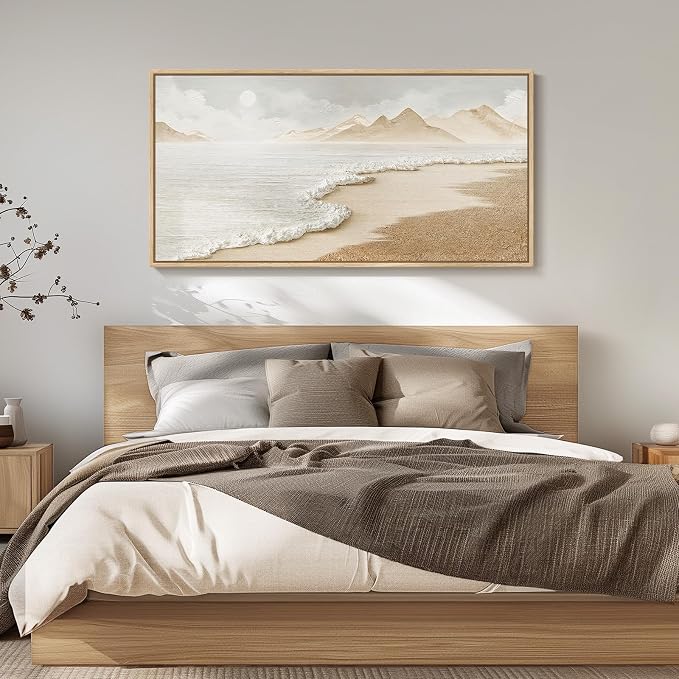 Framed Neutral Coastal Beach Wall Art - Image 3