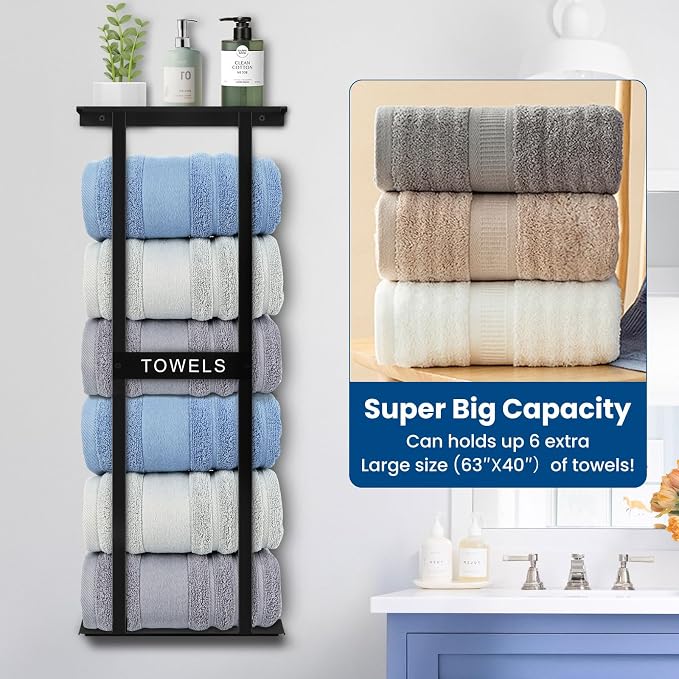 Bathroom Towel Storage Rack, Wall Mounted Bathroom Towel Rack, 30 inch Heavy - Image 4