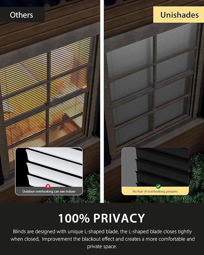 UNISHADES No Drill Blinds for Windows 1" Vinyl L-Shaped Slats Cordless Mini - Image 3