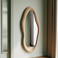 Honyee 55" x 24" Wall Mirror, Flannel Wrapped Wooden Frame Wavy Mirror by Honyee
