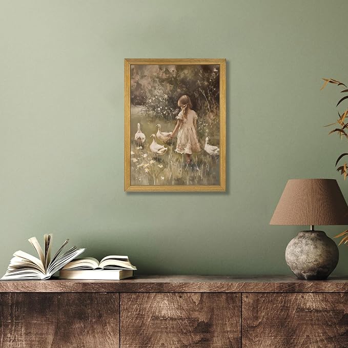 Wood Framed Canvas Wall Art, Vintage Girl - Image 9