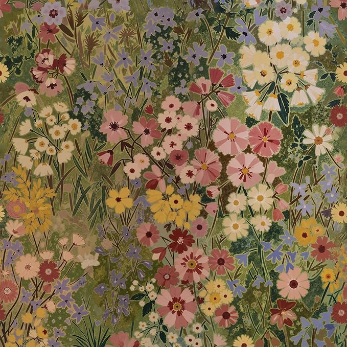 Floral Wallpaper Peel and Stick Boho Wall Paper Removable Waterproof Green by Vintique