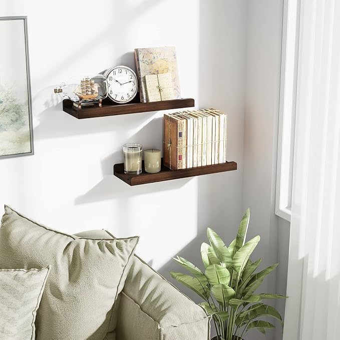 Love-KANKEI Floating Shelves Wall Mounted Set of 2, 17 Inch Rustic Wood Wall - Image 8