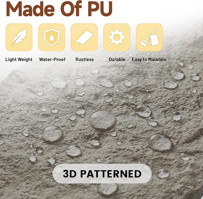 VooBang 4 Pack 3D Wall Panels, Lava Rock Molten Texture PU Wall Panels - Image 4
