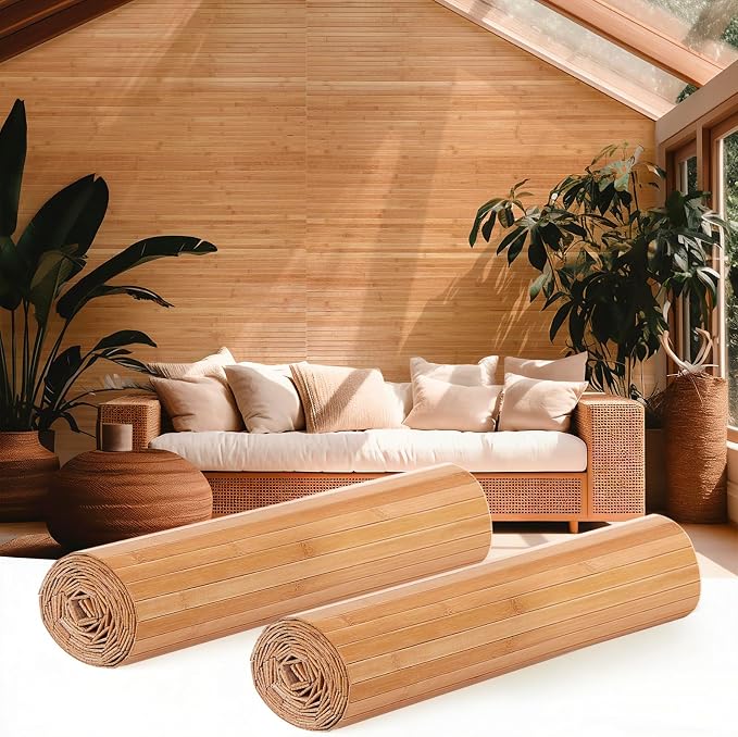 Juexica 2 Pcs Natural Bamboo Wall Panel 12 x 96 Inch Bamboo Covering Renewable by Juexica