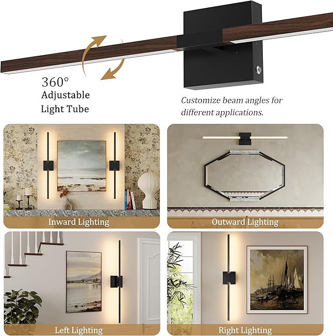 Rayogale 32 Inch Rechargeable Battery Operated Wall Sconce Set 2, 8000mAh - Image 2