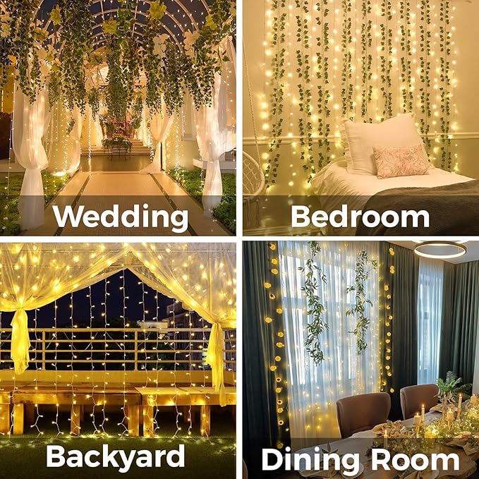 suddus Curtain Lights for Bedroom, 200 Led Hanging String Light Outdoor - Image 3